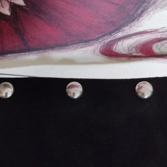 Black Studded Suede-Look Belt Silver Studs Round Buckle Statement Fashion Belt - Picture 6 of 8